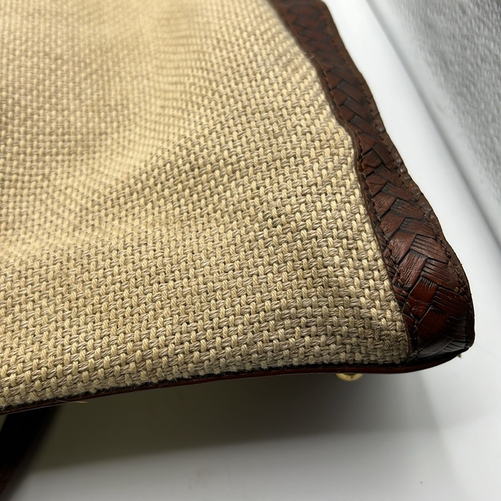 Brahmin Beige Woven Tote with Brown Leather Trim - Picture 15 of 16